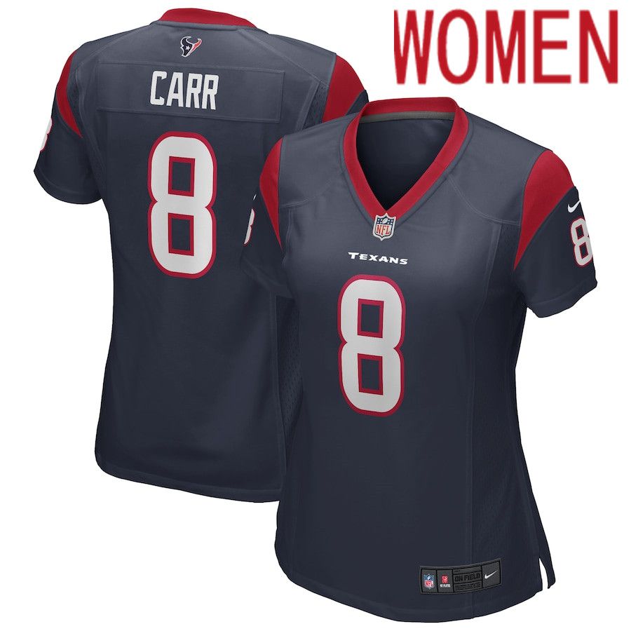 Women Houston Texans 8 David Carr Nike Navy Game Retired Player NFL Jersey